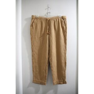 J Jill Gauze Crop Pants Drawstring Waist‎ Pockets Casual Comfy size Large